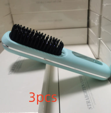 Hangzhou Jingqian 2 in 1 straight hair comb wireless hair with wireless hair straightener brush feature
