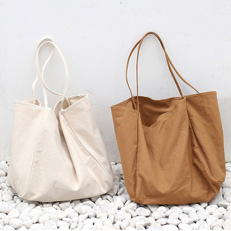  women's large canvas tote bag in beige and brown for stylish everyday use