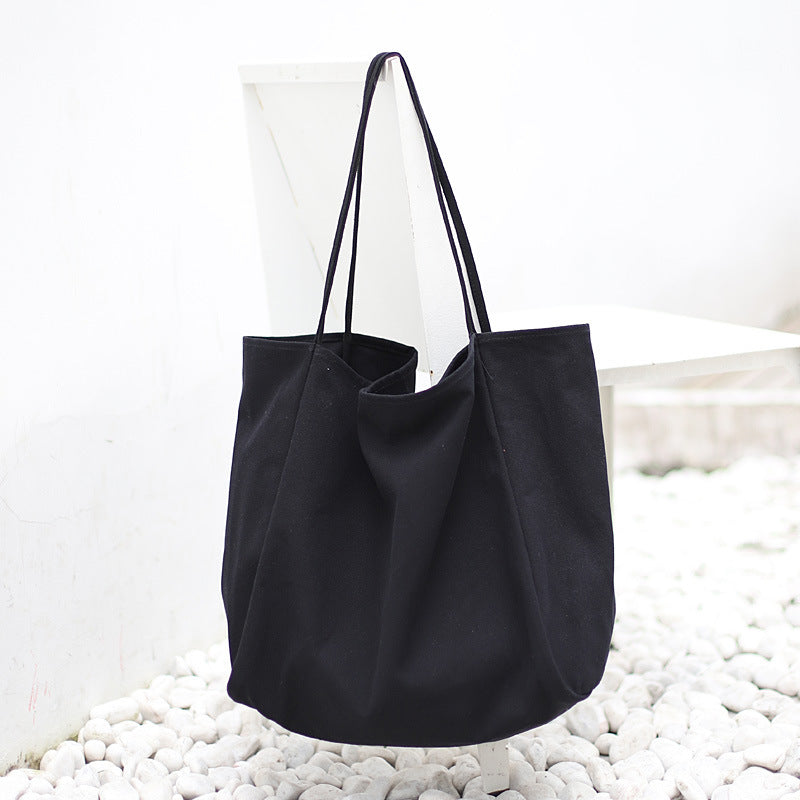Box of Pandora women's large canvas tote bag in black, perfect for everyday use and carrying essentials